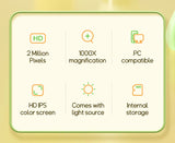 Kids Microscope 1000x Magnifier With 200 Megapixels With LED Photo Video Function