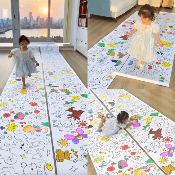 Children's Coloring Drawing Roll Sticker - KidoKraze