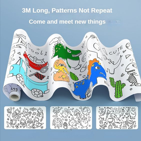 Children's Coloring Drawing Roll Sticker - KidoKraze