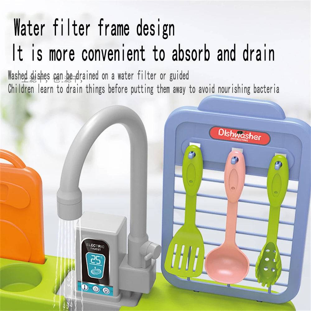 Electric Dishwasher Sink Kitchen Set For Kids - KidoKraze