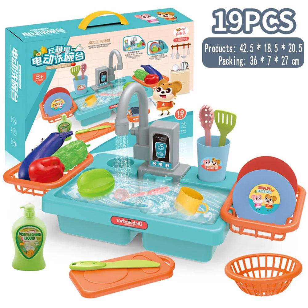 Electric Dishwasher Sink Kitchen Set For Kids - KidoKraze
