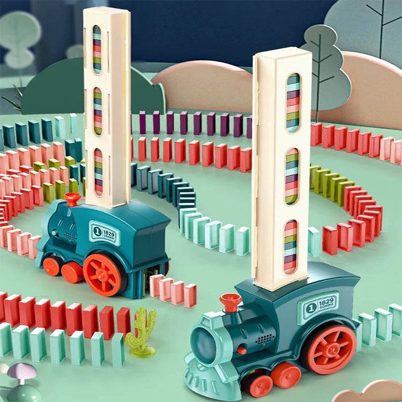 Electric Domino Train Set Automatic Laying Dominoes Brick Blocks - KidoKraze