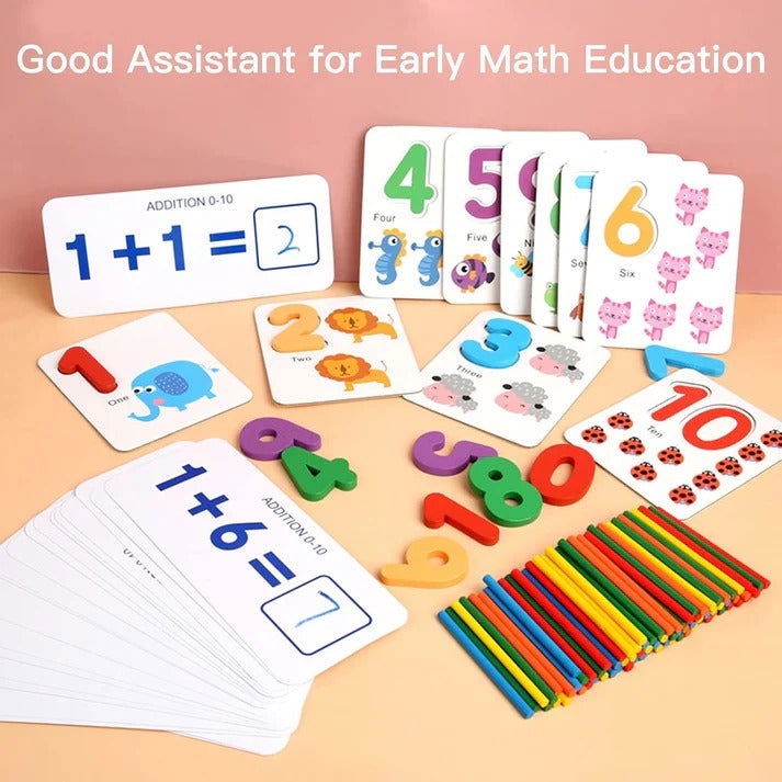 Mathematics Enlightenment Teaching Aids Wooden Card Game For Kids - KidoKraze
