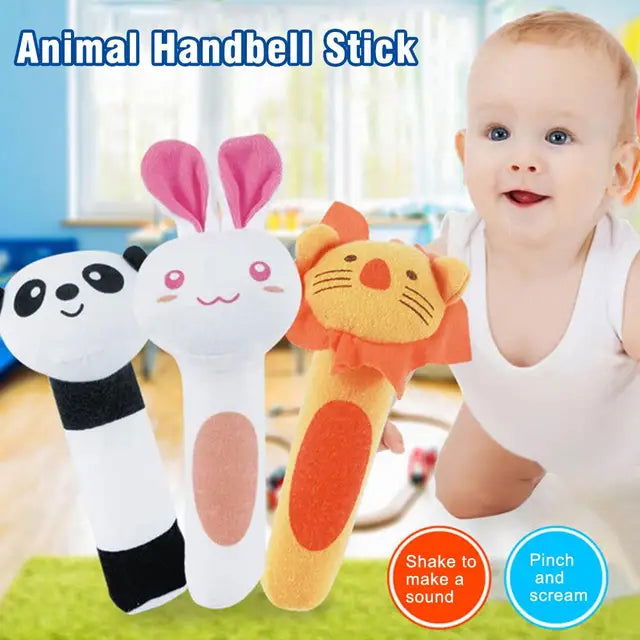 Plush Animal Hand Cranked Stick Stuff Toy (Pack of 5) - KidoKraze