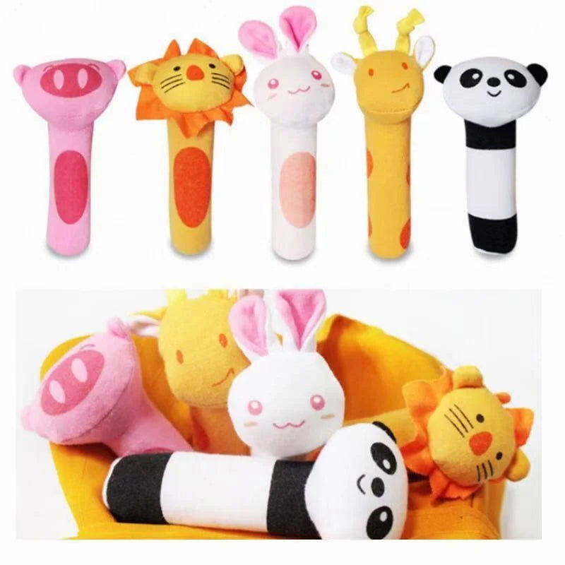 Plush Animal Hand Cranked Stick Stuff Toy (Pack of 5) - KidoKraze