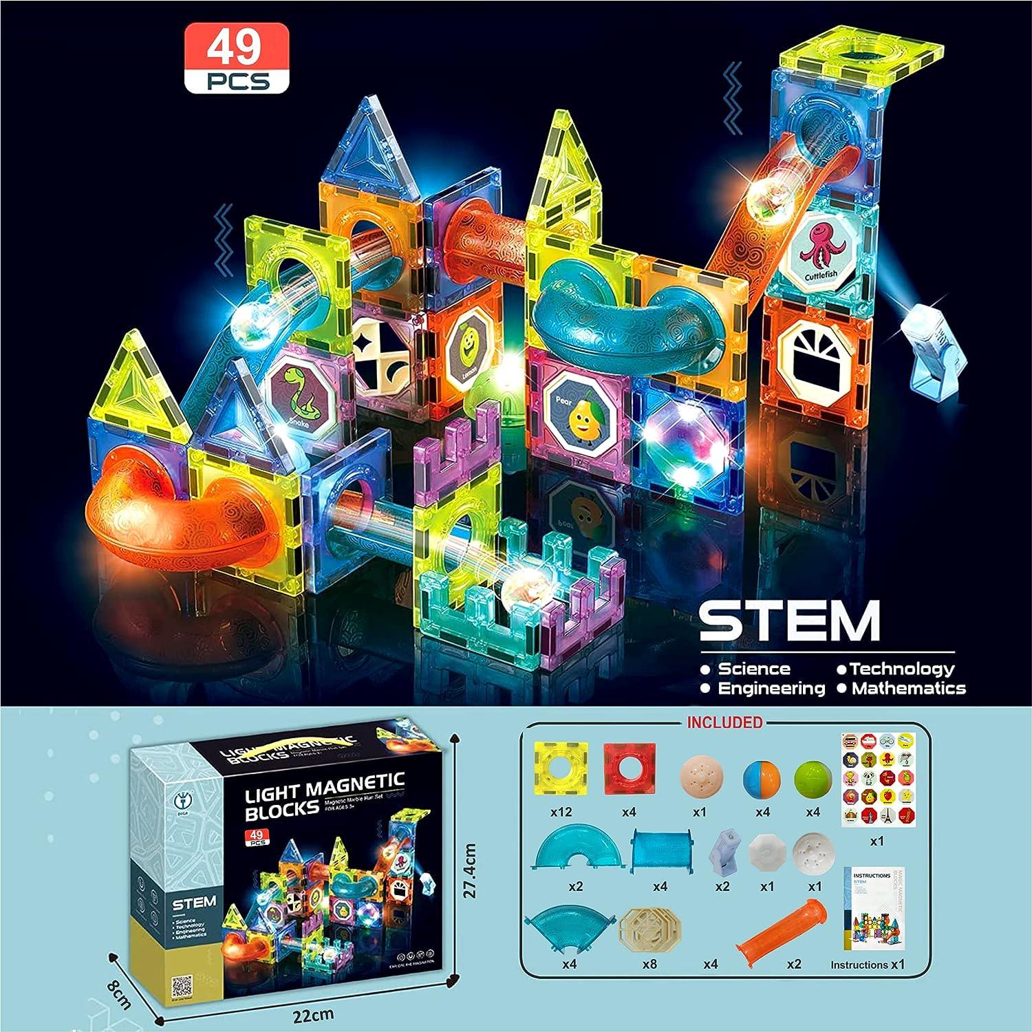 STEM Light Magnetic Blocks 49pcs Learning Toy For Kids - KidoKraze