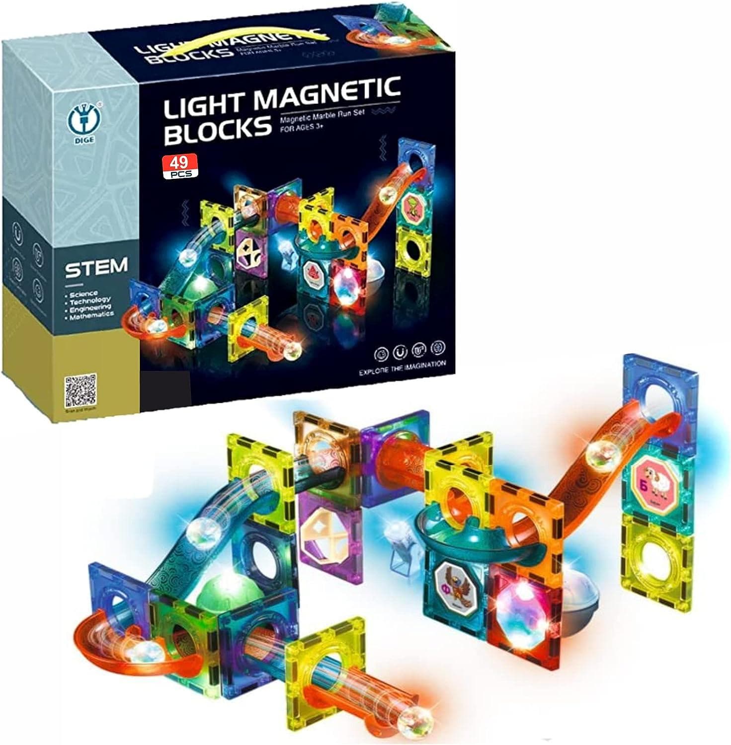 STEM Light Magnetic Blocks 49pcs Learning Toy For Kids - KidoKraze