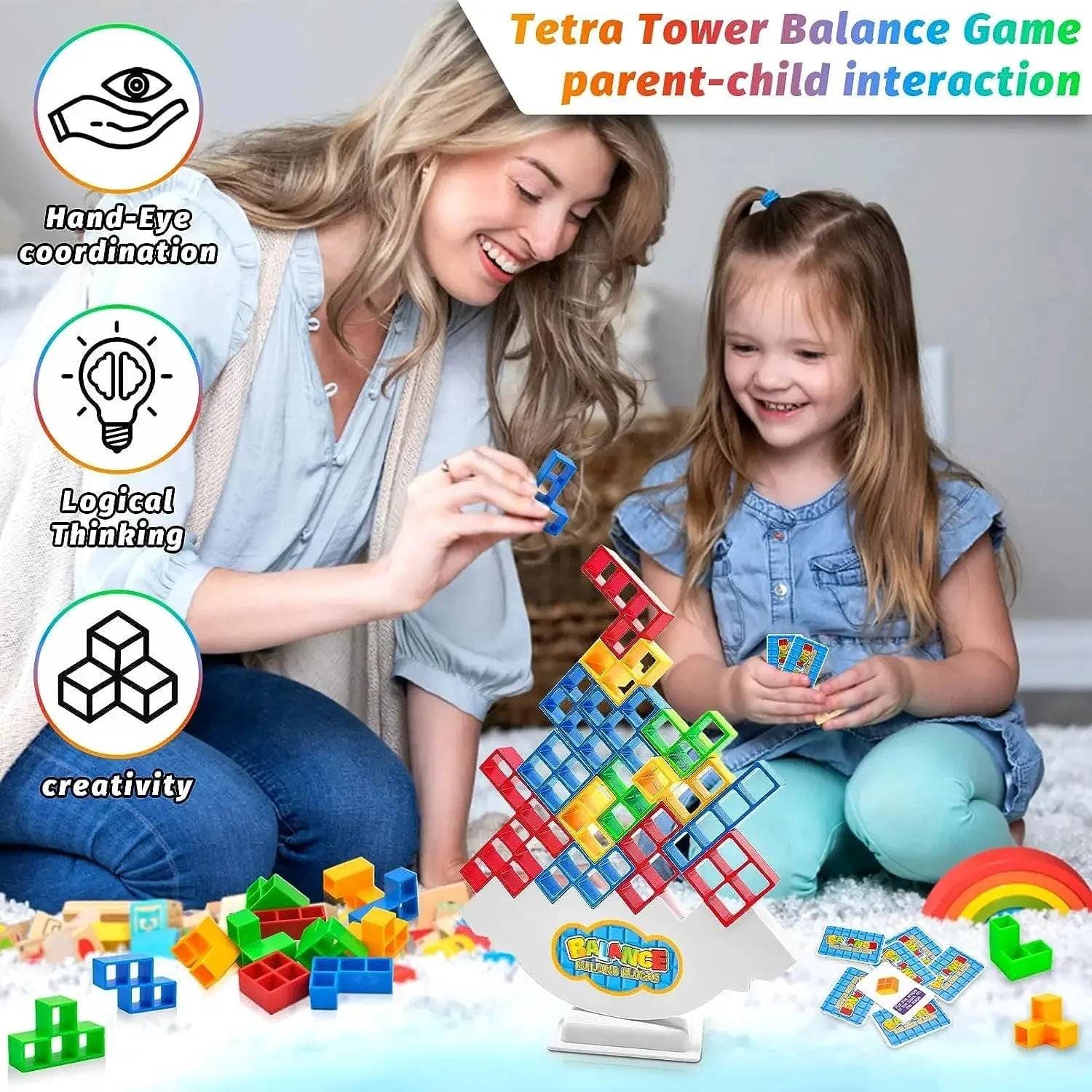 Tetra Tower Balance Stacking Building Blocks Game - KidoKraze