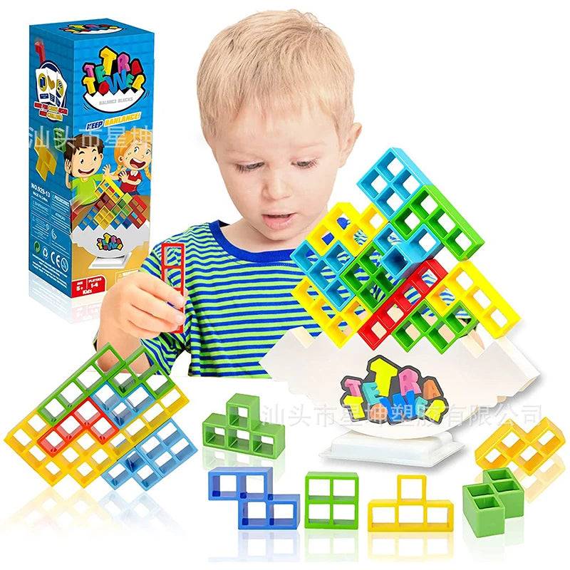 Tetra Tower Balance Stacking Building Blocks Game - KidoKraze