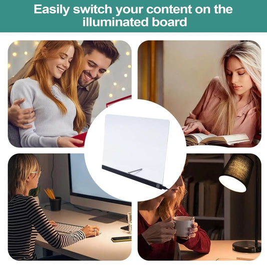 LED Note Board with Colors - Led Light with 7 Colors Pens (20 x 20)