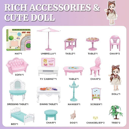 Beautiful Doll Villa Set 81 Pc for Girls - KidoKraze