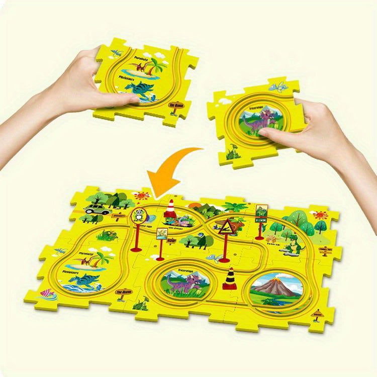 CHILDREN'S EDUCATIONAL PUZZLE TRACK CAR PLAY SET - KidoKraze