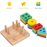 Wooden Geometric Shape Matching 4 Column Blocks